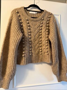 ASTR Bobble Cable-Knit Crewneck Sweater